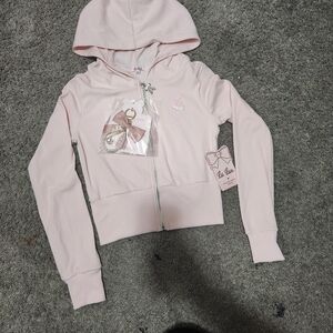 Lux Light Pink Hooded Zip Sweatshirt with Bow Keychain